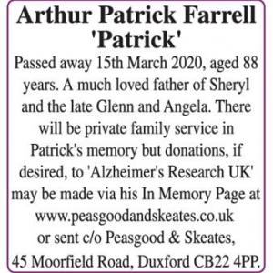 Arthur Patrick Farrell
Patrick