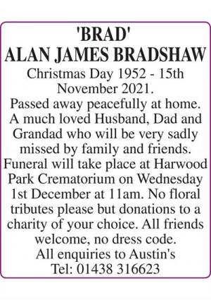 "BRAD" ALAN JAMES BRADSHAW