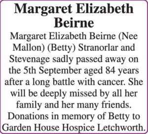 MARGARET ELIZABETH BEIRNE