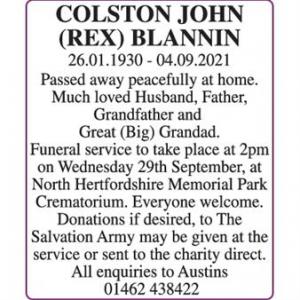 COLSTON JOHN (REX) BLANNIN