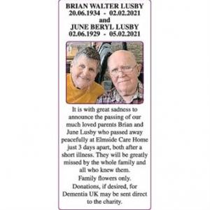 BRIAN and JUNE LUSBY