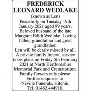 FREDERICK LEONARD WEDLAKE