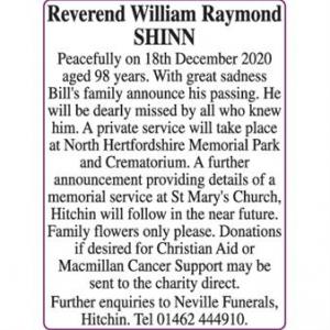 SHINN
Reverend William Raymond