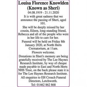 Louisa Florence Knowlden (Known as Sheri)