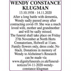 WENDY CONSTANCE KLUGMAN