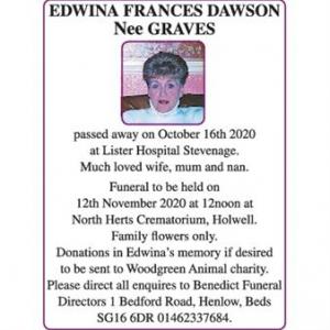 Edwina Frances Dawson Nee Graves