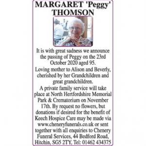 MARGARET Peggy THOMSON