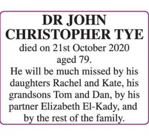 DR JOHN CHRISTOPHER TYE