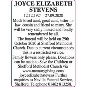 JOYCE ELIZABETH STEVENS