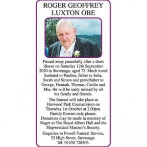 ROGER GEOFFREY LUXTON OBE