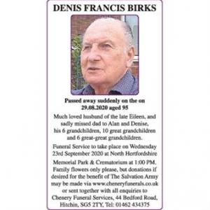 DENIS FRANCIS BIRKS