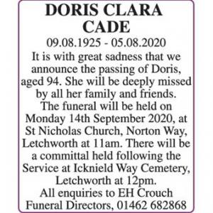 DORIS CLARA CADE