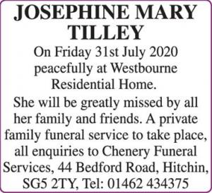 JOSEPHINE MARY TILLEY