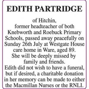 EDITH PARTRIDGE