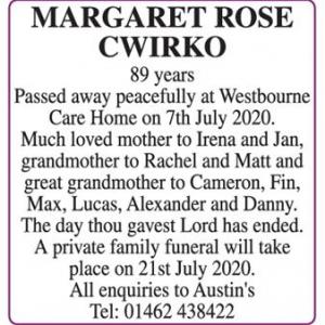 MARGARET ROSE CWIRKO