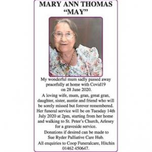 MARY ANN THOMAS "MAY"