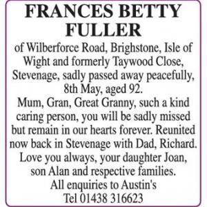 FRANCES BETTY FULLER