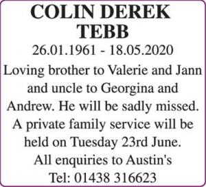 COLIN DEREK TEBB