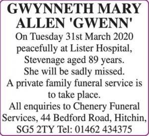 GWYNNETH MARY ALLEN
GWENN