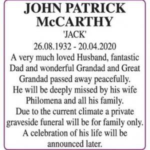 JOHN PATRICK McCARTHY