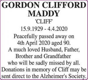 GORDON CLIFFORD MADDY CLIFF