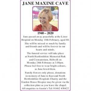 JANE MAXINE CAVE