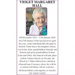 VIOLET MARGARET HALL