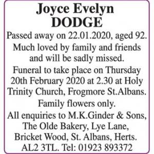 Joyce Evelyn DODGE