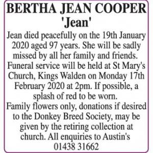 BERTHA JEAN COOPER
‘Jean’