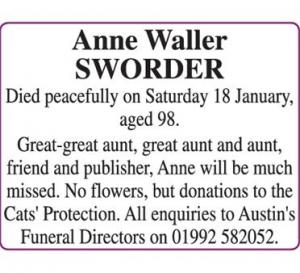 SWORDER Anne Waller