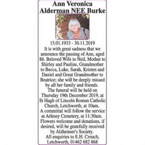 Ann Veronica Alderman NEE Burke