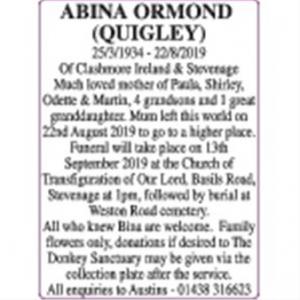 Abina Ormond
(Quigley)