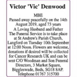 Victor Vic denwood
MBE