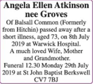 Angela Ellen Atkinson
nee Groves