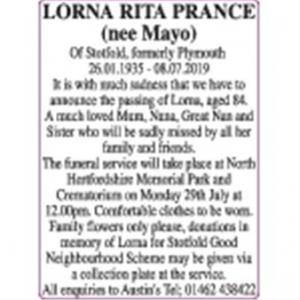 Lorna Rita Prance
(nee Mayo)