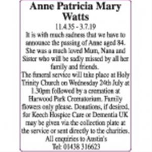 Anne Patricia Mary Watts