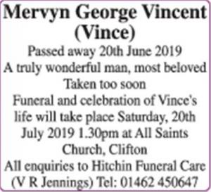 Mervyn George Vincent
(Vince)