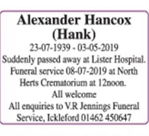 Alexander Hancox 
(Hank)