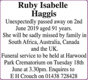 Ruby Isabelle Haggis