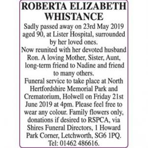 Roberta Elizabeth Whistance