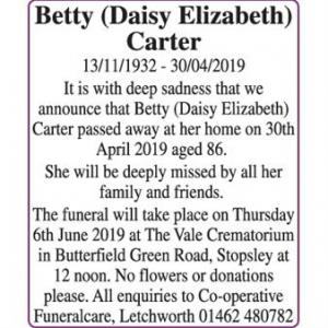 Betty (Daisy Elizabeth) Carter