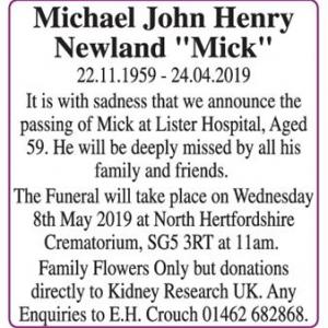 Michael John Henry Newland
“Mick”