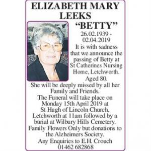 Elizabeth Mary Leeks
“Betty”