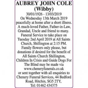 Aubrey John Cole
(Wibby)