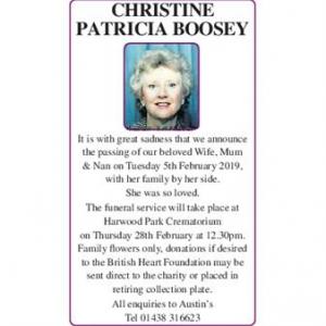 CHRISTINE PATRICIA BOOSEY