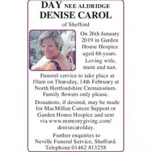 Denise Carol DAY 
NEE ALDRIDGE