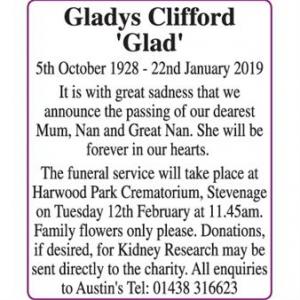 Gladys Clifford
‘Glad’