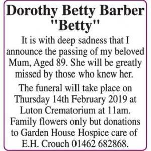 Dorothy Betty Barber
“Betty”