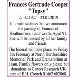 Frances Gertrude Cooper
“Topsy”