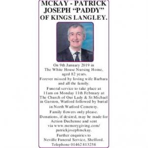 PATRICK JOSEPH MCKAY “PADDY” OF KINGS LANGLEY.